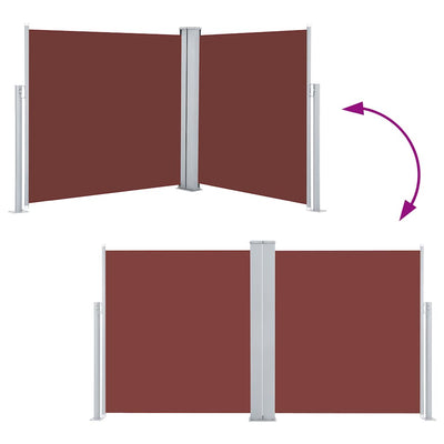 Ruskea sisäänvedettävä sivumarkiisi Solimna 120x600cm
