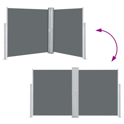 Antrasiitti sisäänvedettävä sivumarkiisi Solimna 140x600cm