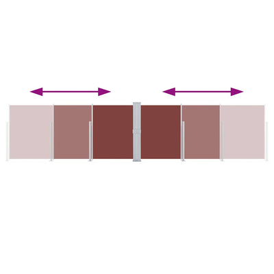 Ruskea sisäänvedettävä sivumarkiisi Solimna 140x600cm
