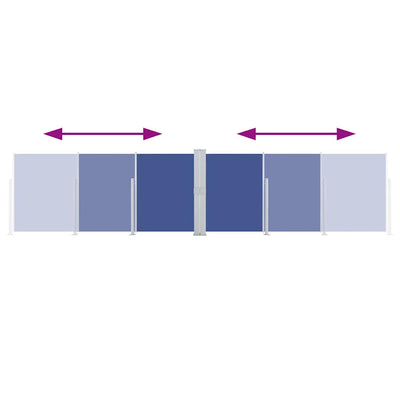 Sininen sisäänvedettävä sivumarkiisi Solimna 140x600cm