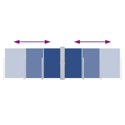 Sininen sisäänvedettävä sivumarkiisi Solimna 160x600cm