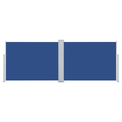 Sininen sisäänvedettävä sivumarkiisi Logojan 100x1000cm