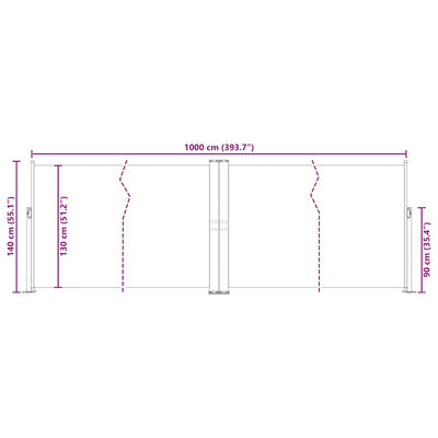 Ruskea sisäänvedettävä sivumarkiisi Solimna 140x1000cm