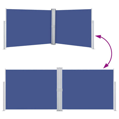 Sininen sisäänvedettävä sivumarkiisi Solimna 140x1000cm
