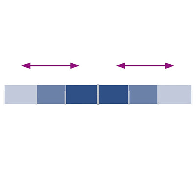 Sininen sisäänvedettävä sivumarkiisi Solimna 140x1000cm