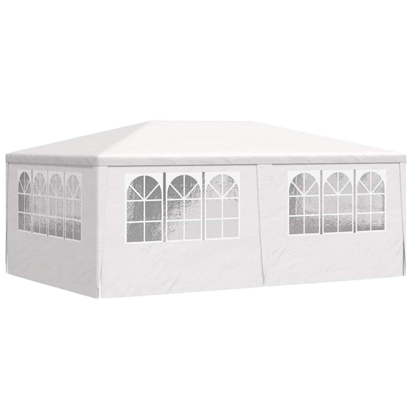 Valkoinen ammattilaisten juhlateltta sivuseinillä Eftade 4x6 m (90 g/m²)