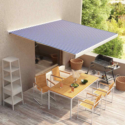 vidaXL Markiisikangas sininen ja valkoinen 350x250 cm