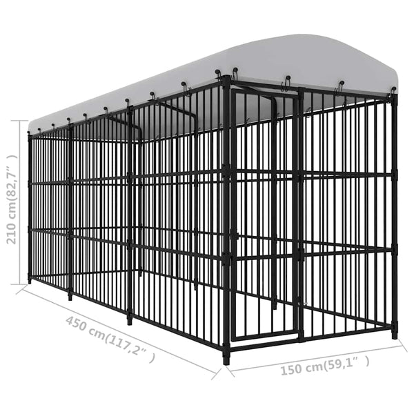 Koiran ulkohäkki katoksella 450x150x210 cm