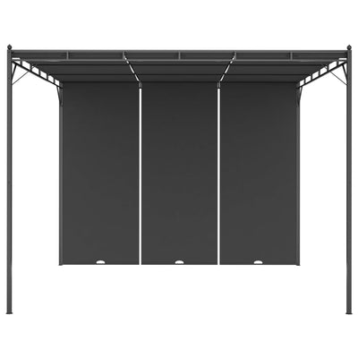 Puutarhan huvimaja sivuverholla 3x3x2,25 cm antrasiitti