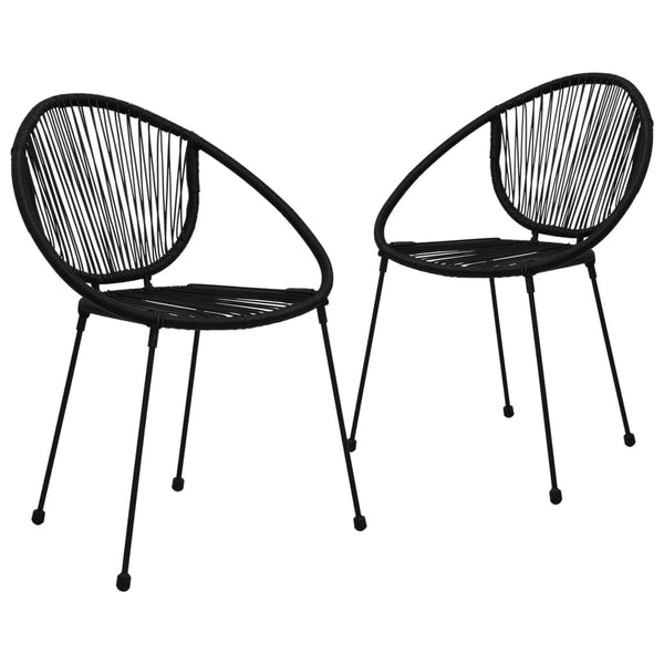 Puutarhatuolit 2 kpl PVC-rottinki musta