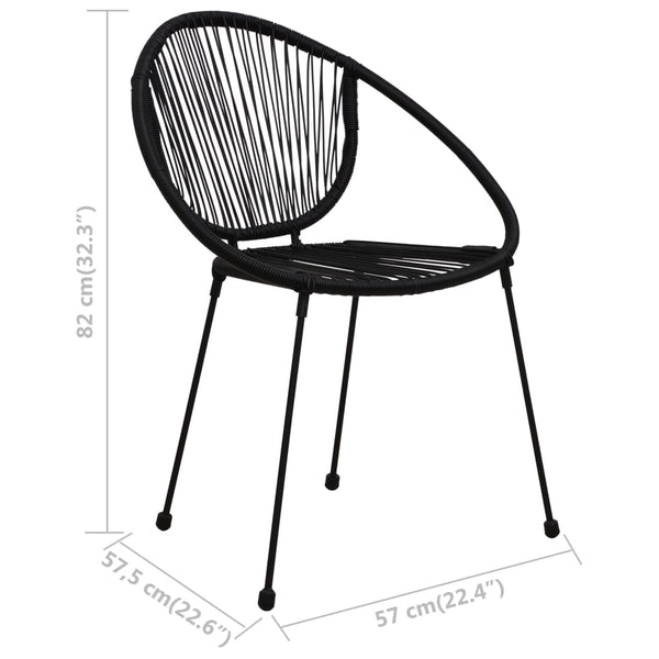 Puutarhatuolit 2 kpl PVC-rottinki musta