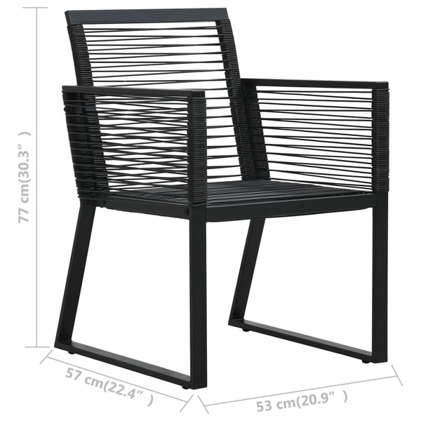 Puutarhatuolit 2 kpl musta PVC rottinki