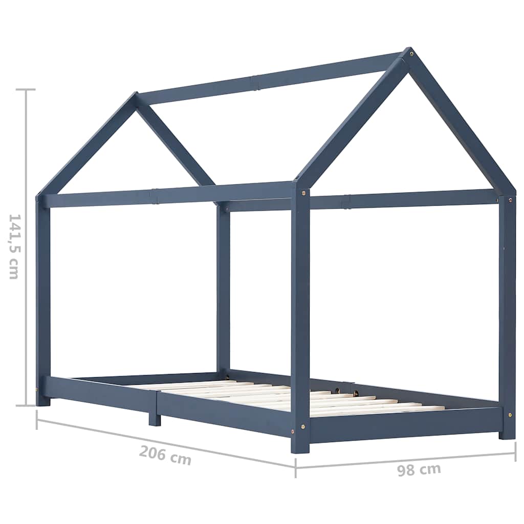 Harmaa lasten sängynrunko Satmar 90x200cm (mänty)