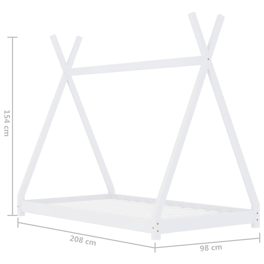 Valkoinen lasten sängynrunko Danny 90x200cm (mänty)