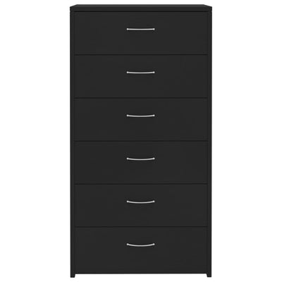 Lipasto 6 vetolaatikolla musta 50x34x96 cm tekninen puu