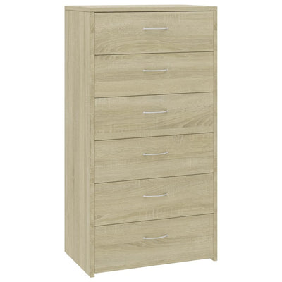 Lipasto 6 vetolaatikolla Sonoma-tammi 50x34x96 cm tekninen puu