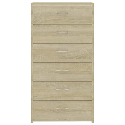 Lipasto 6 vetolaatikolla Sonoma-tammi 50x34x96 cm tekninen puu