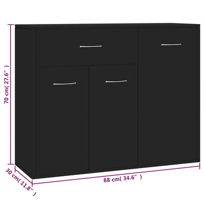 Senkki musta 88x30x70 cm tekninen puu