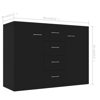 Senkki musta 88x30x65 cm tekninen puu