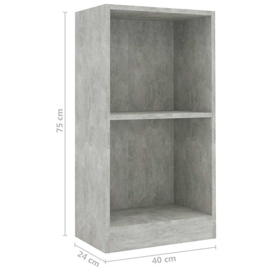 Kirjahylly Betoni Harmaa 40x24x75 cm Engineered Wood