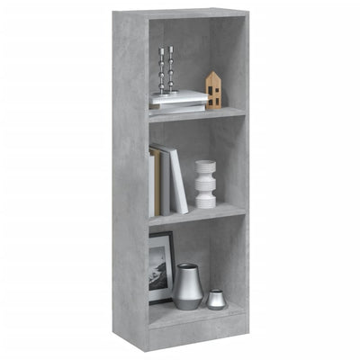 3-tasoinen kirjahylly betoninharmaa 40x24x109 cm tekninen puu