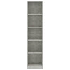5-tasoinen kirjahylly betoninharmaa 40x24x175 cm tekninen puu