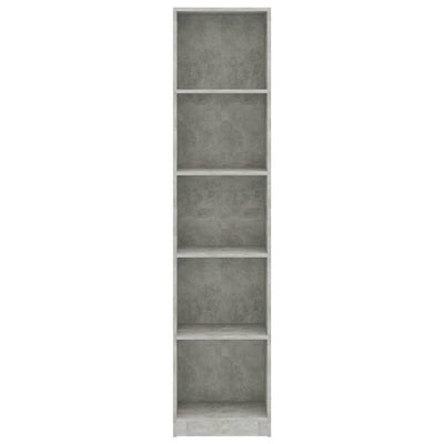 5-tasoinen kirjahylly betoninharmaa 40x24x175 cm tekninen puu