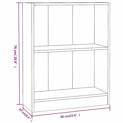 Kirjahylly harmaa 60x24x76 cm tekninen puu
