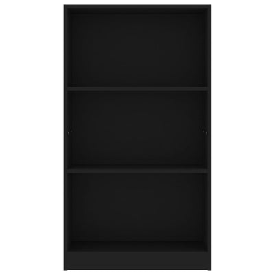 3-tasoinen kirjahylly musta 60x24x109 cm tekninen puu