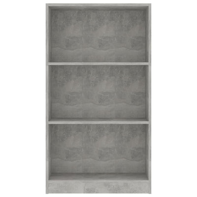 3-tasoinen kirjahylly betoninharmaa 60x24x109 cm tekninen puu
