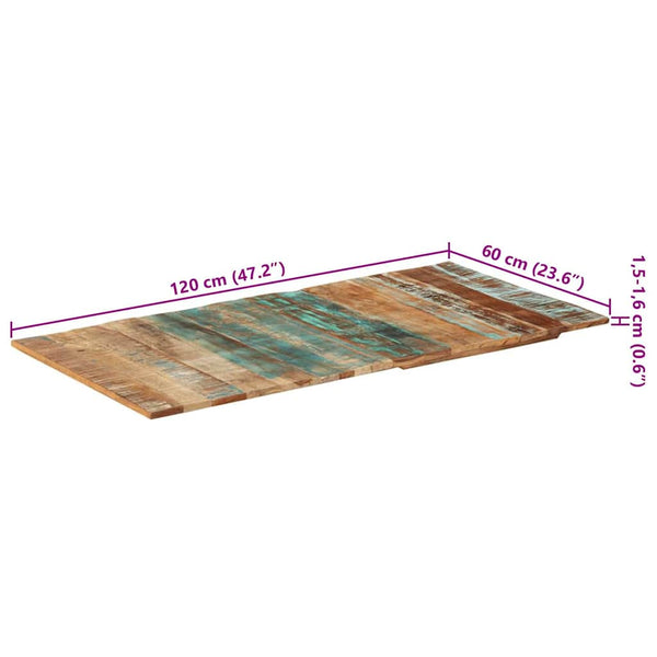 Suorakulmainen pöytälevy 60x120 cm 15-16 mm täysi kierrätyspuu