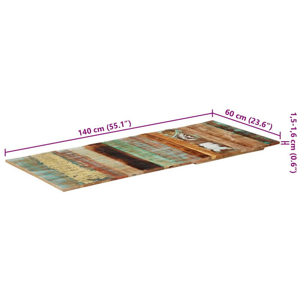 Suorakulmainen pöytälevy 60x140 cm 15-16 mm täysi kierrätyspuu
