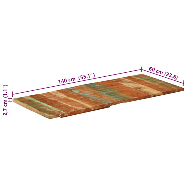 Suorakulmainen pöytälevy 60x140 cm 25-27 mm täysi kierrätyspuu