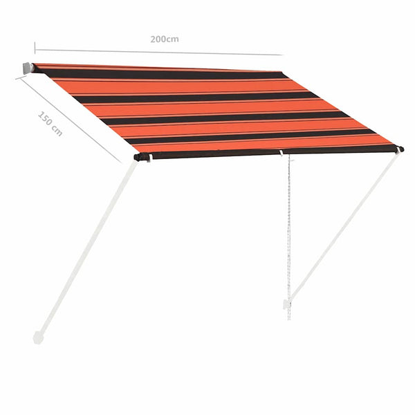 Sisäänkelattava markiisi 200x150 cm oranssi ja ruskea