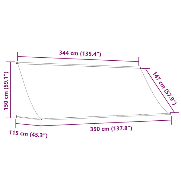 Sisäänkelattava markiisi 350x150 cm oranssi ja ruskea
