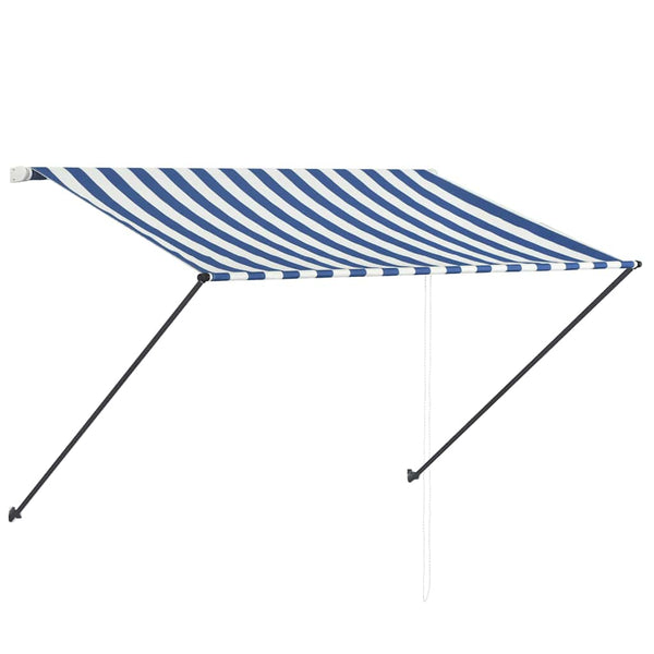 Sisäänkelattava markiisi LEDillä 250x150cm sininen ja valkoinen