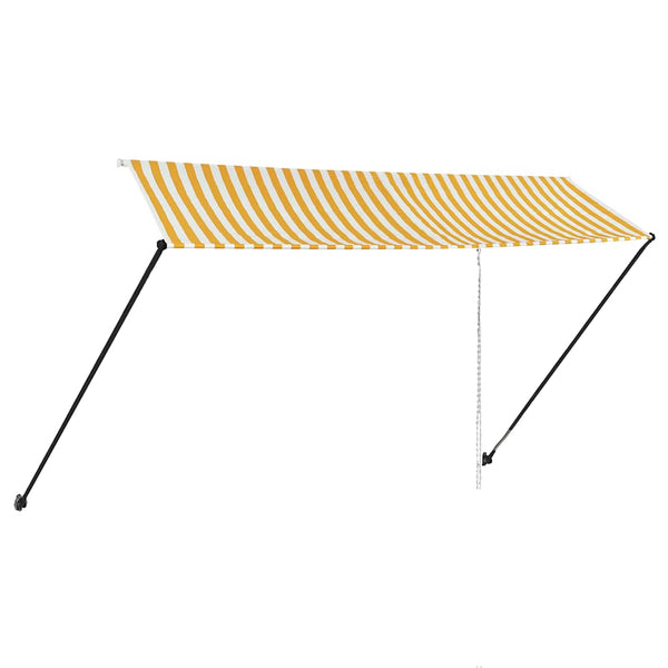 Sisäänkelattava markiisi LEDillä 350x150 cm keltainen/valkoinen