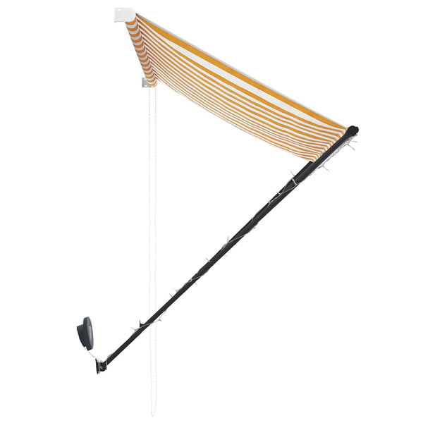 Sisäänkelattava markiisi LEDillä 350x150 cm keltainen/valkoinen