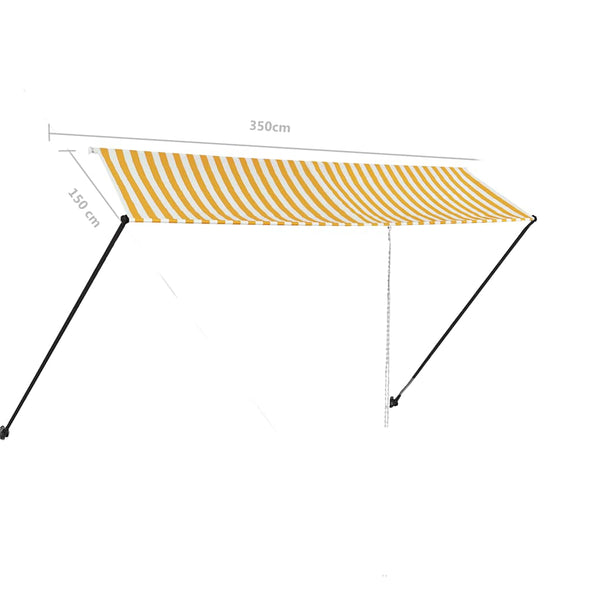 Sisäänkelattava markiisi LEDillä 350x150 cm keltainen/valkoinen
