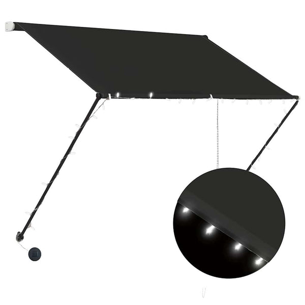 Sisäänkelattava markiisi LEDillä 200x150 cm antrasiitti