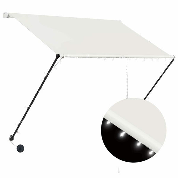 Sisäänkelattava markiisi LEDillä 150x150 cm kerma