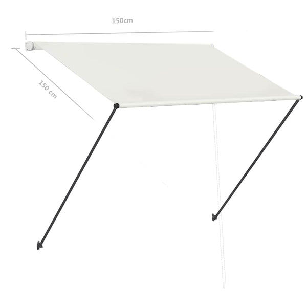 Sisäänkelattava markiisi LEDillä 150x150 cm kerma