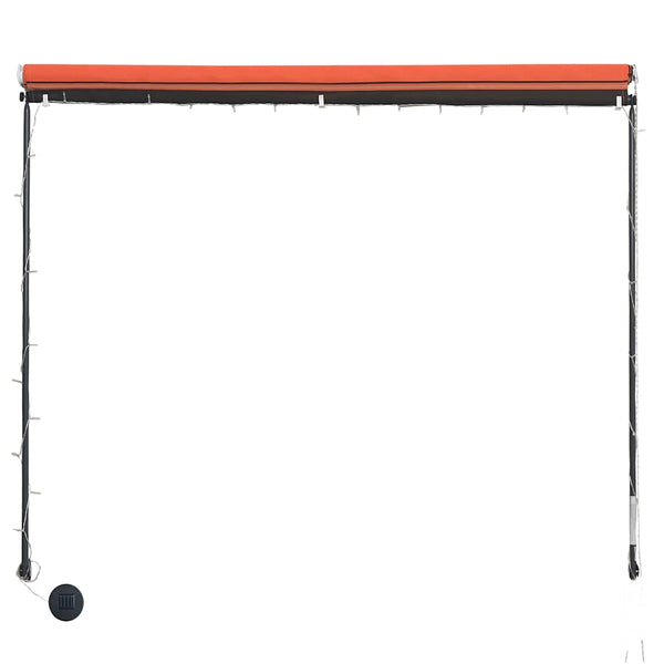 Sisäänkelattava markiisi LEDillä 350x150 cm oranssi ja ruskea