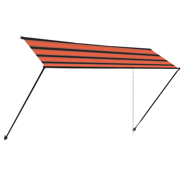 Sisäänkelattava markiisi LEDillä 400x150 cm oranssi ja ruskea