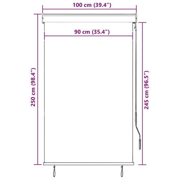 Ulkorullaverho 100x250 cm antrasiitti