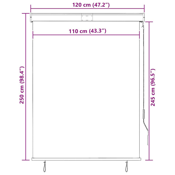 Ulkorullaverho 120x250 cm antrasiitti