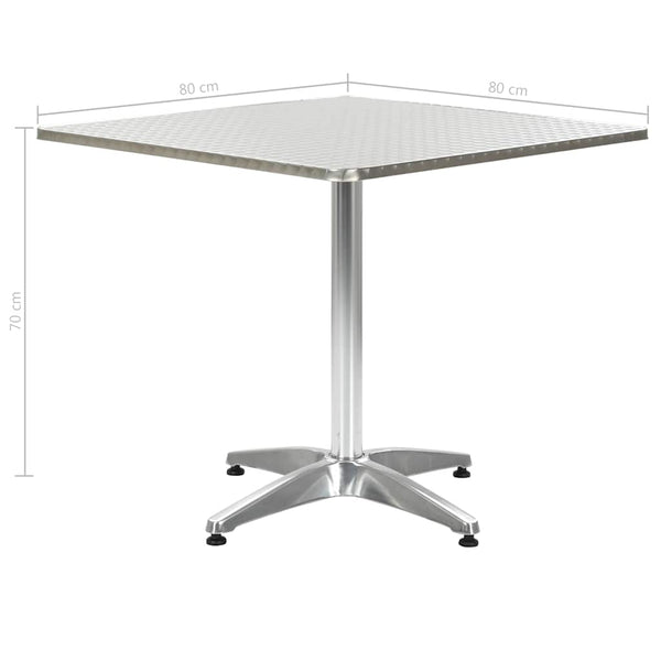Puutarhapöytä hopea 80x80x70 cm alumiini