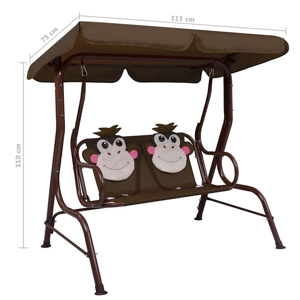 Ruskea lasten keinupenkki Pinita 115x75x110cm (kangas)
