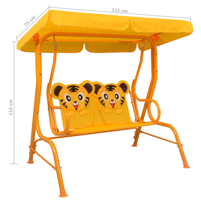 Lasten keinupenkki keltainen 115x75x110 cm kangas