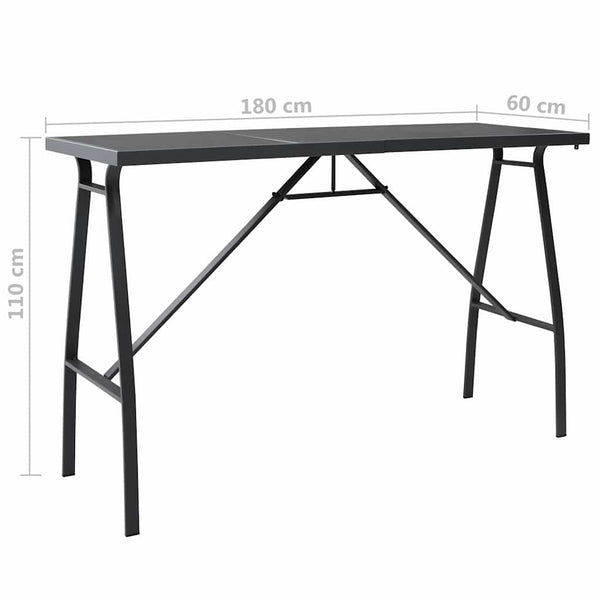 Puutarhan baaripöytä musta 180x60x110 cm karkaistu lasi